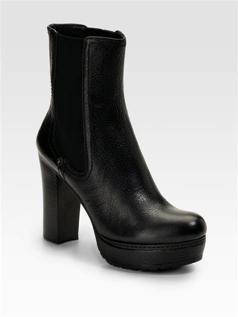 lug sole boots prada|Black Leather booties .